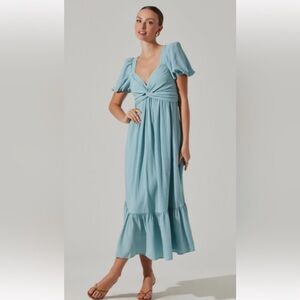 Astr Light Blue Textured Maxi Dress